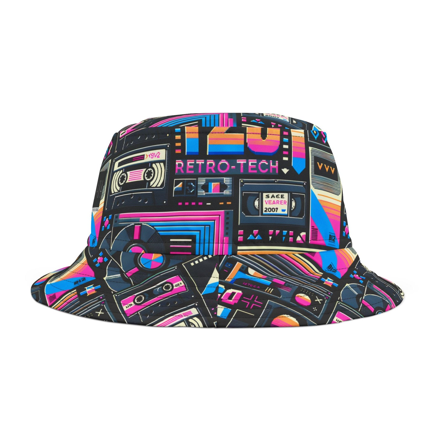 Digital Nostalgia Tech-Inspired Retro Fusion Bucket Hat - 8404 Design-65