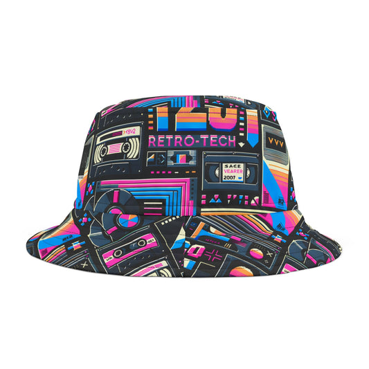 Digital Nostalgia Tech-Inspired Retro Fusion Bucket Hat - 8404 Design-65