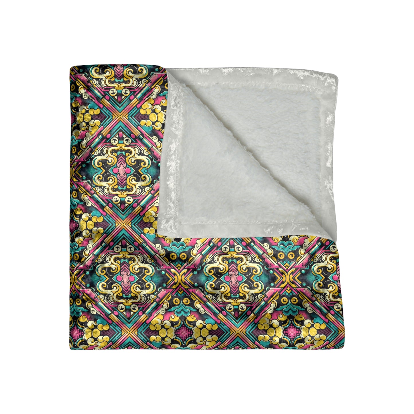 Neon Pop Art Revival Pop Culture Retro Crushed Velvet Blanket - 8404 Design-59