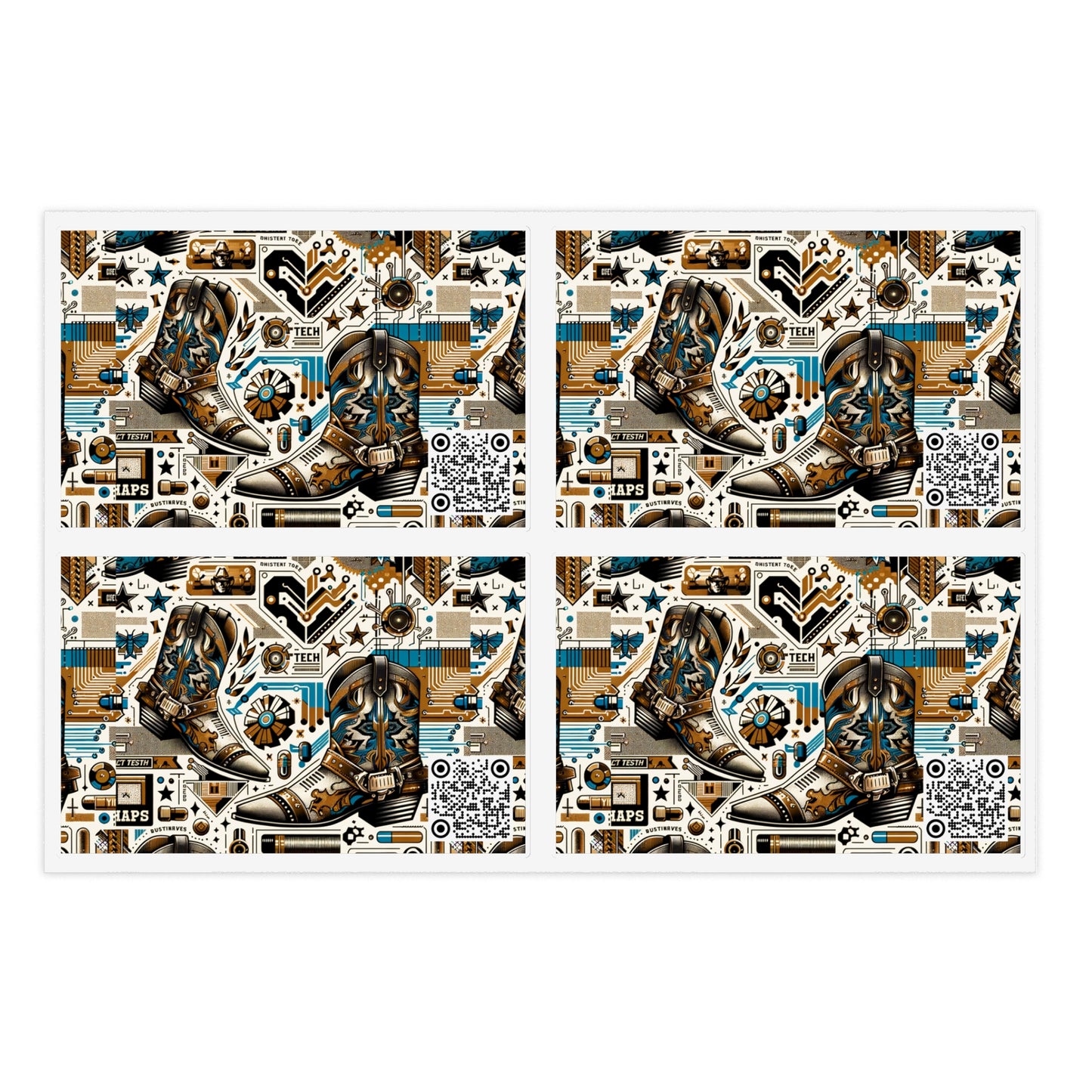 Digital Cowboy Chic Tech-Infused Western Fusion Sticker Sheets - 8404 Design-45