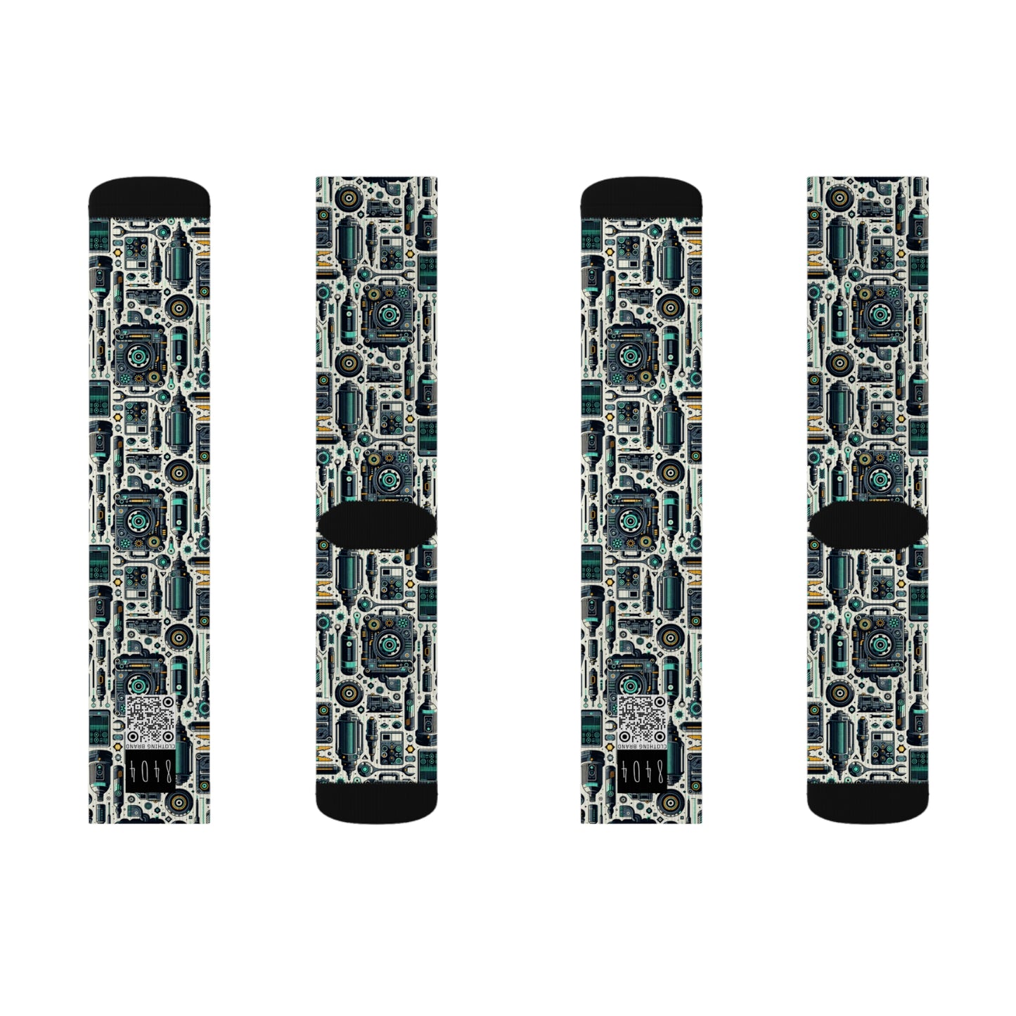 Tech Utility Fusion Modern Tech Streetwear Sublimation Socks - 8404 Design-53
