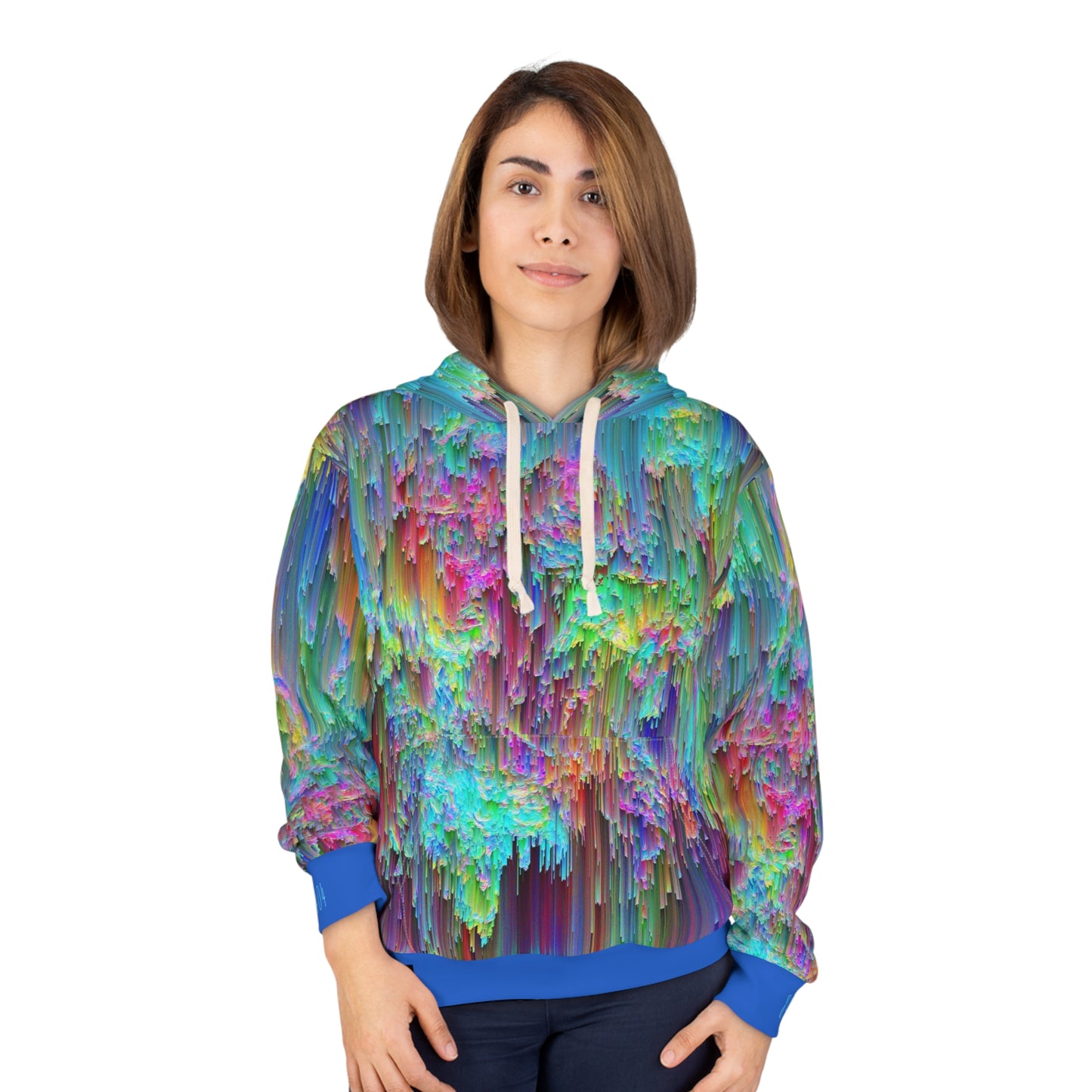 8404's Unisex Adult "trippy Rainfall in Blue" Fashion Pullover Hoodie