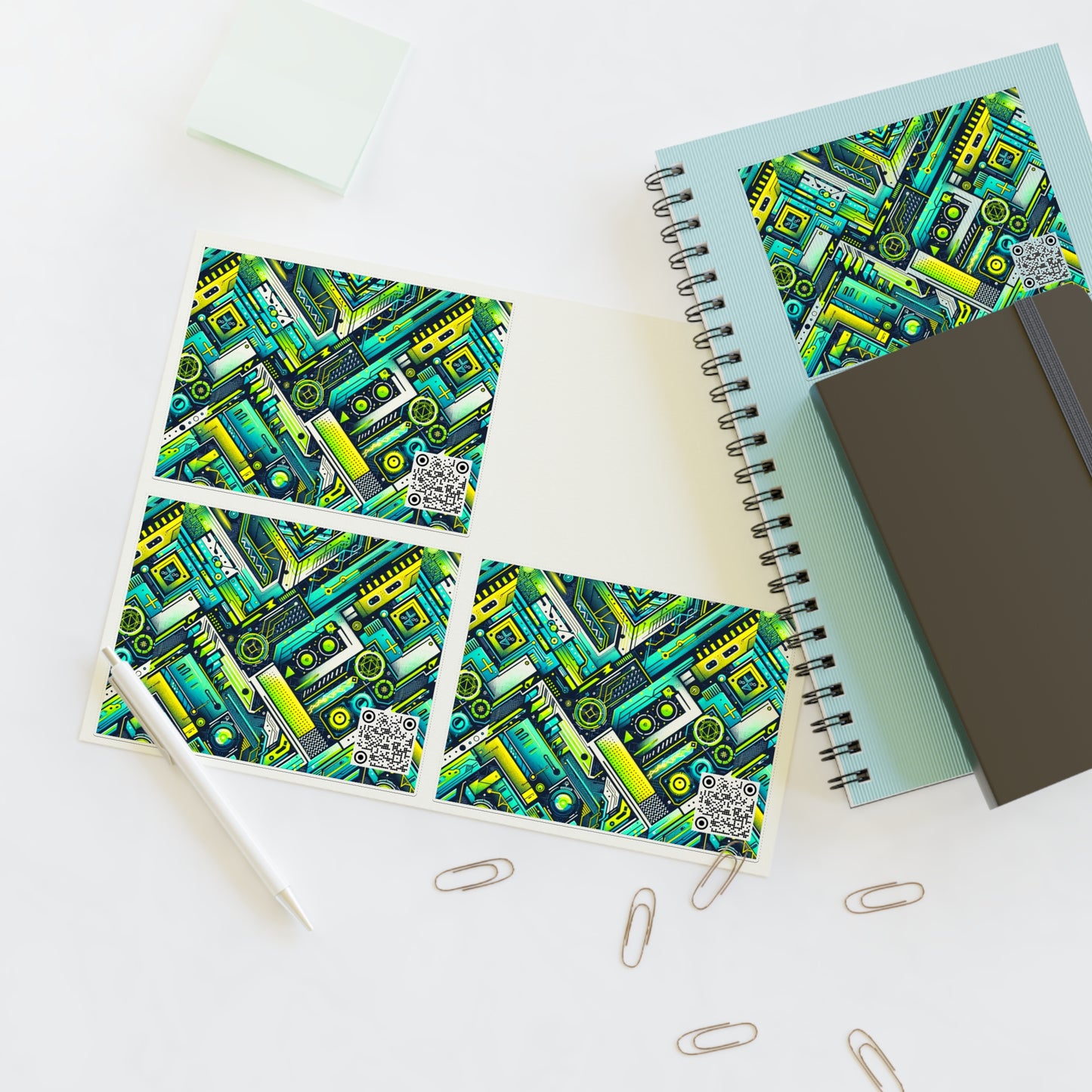 Tech-Infused Neon Tech-Forward Streetwear Sticker Sheets - 8404 Design-52