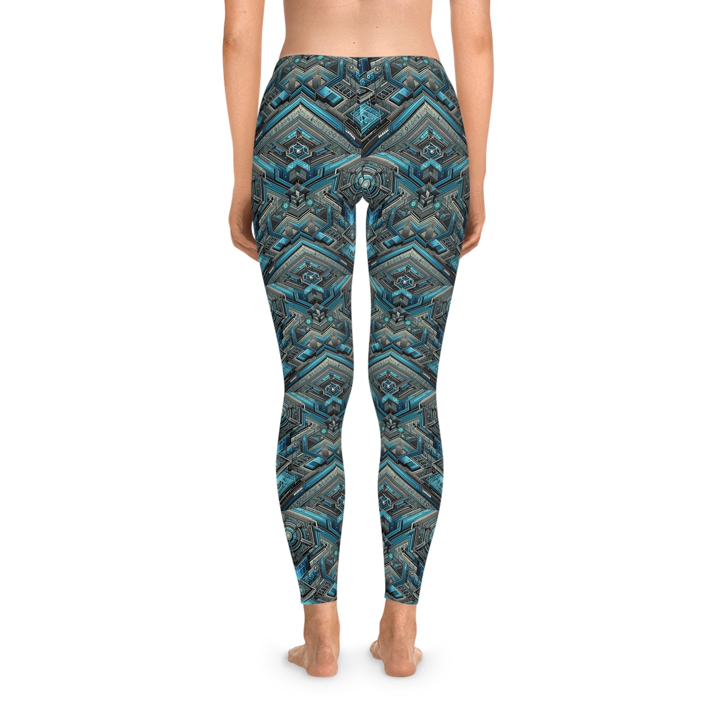 Tech-Infused Futurism Sleek Tech Edge Stretch Leggings - 8404 Design-49
