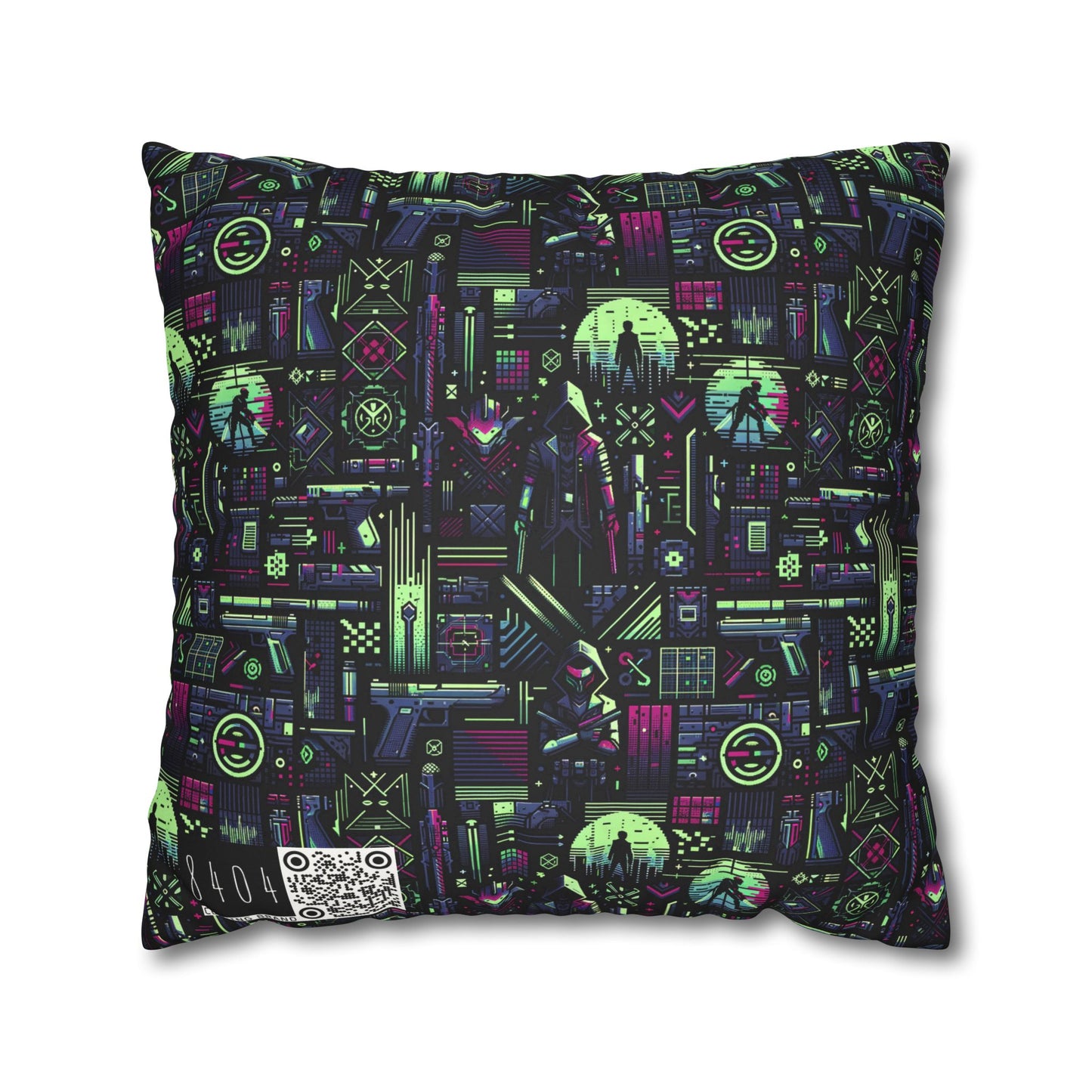 Tech Noir Futuristic Cyberpunk Faux Suede Square Pillowcase - 8404 Design-63