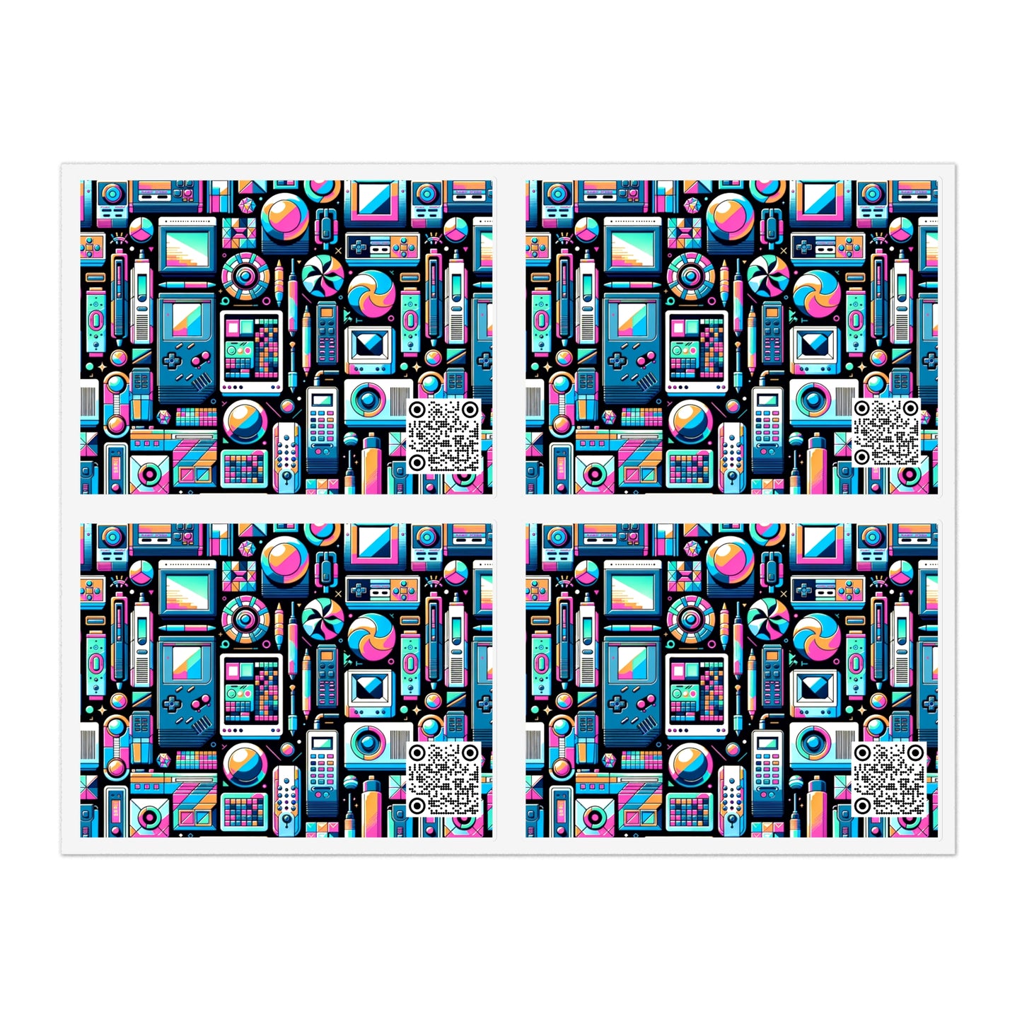 Digital Pop Art Fusion Youthful and Tech-Inspired Sticker Sheets - 8404 Design-73