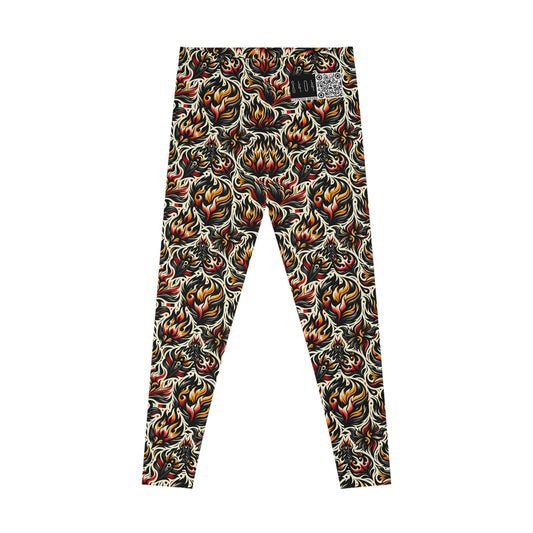 Fire & Flames Bold Streetwear Statement Stretch Leggings - 8404 Design-57