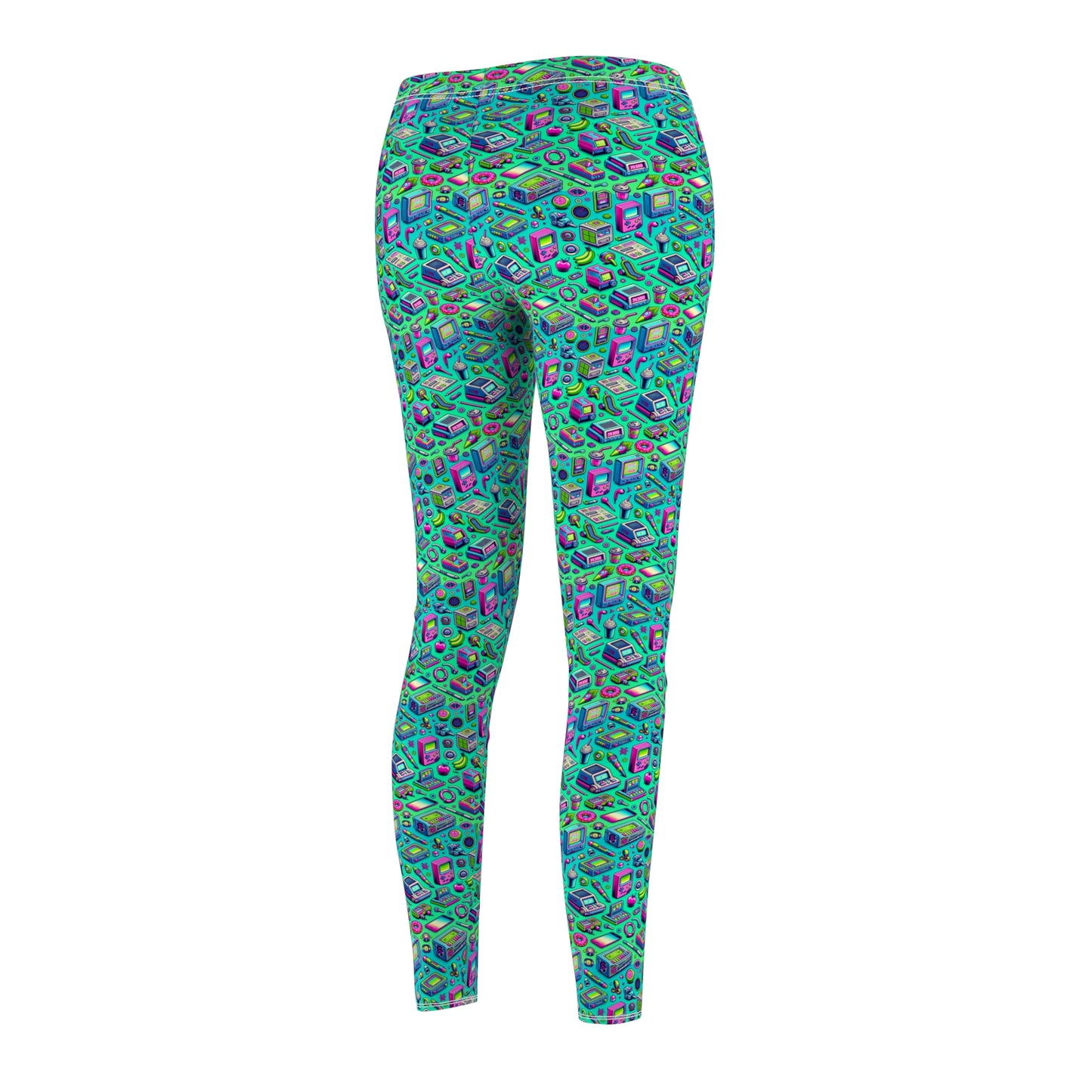 Y2k Revival Nostalgic Futurism Women's Cut & Sew Casual Leggings - 8404 Design-48