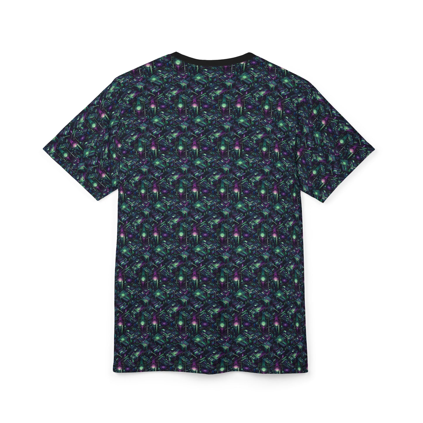 Tech Noir Aesthetics Tech-Forward Urban Dystopia Unisex Cut & Sew Tee - 8404 Design-43