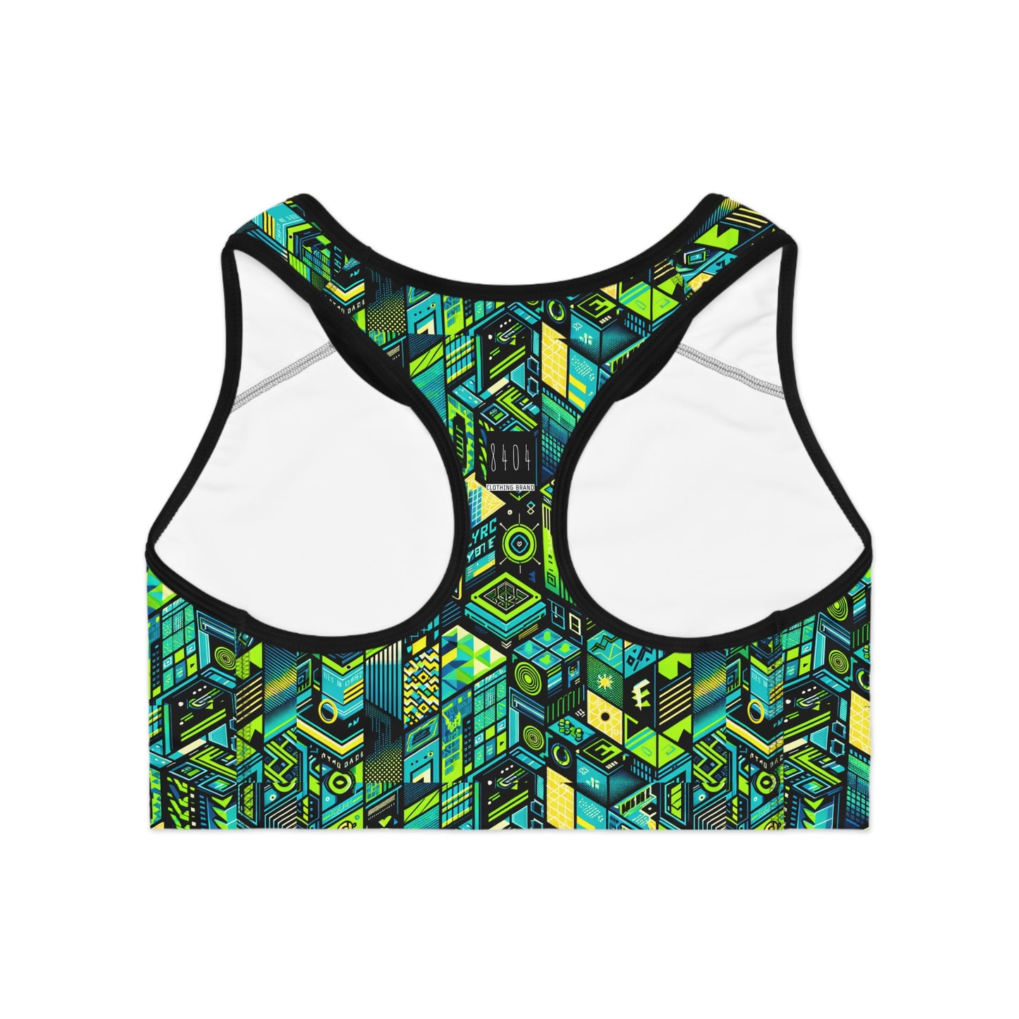 Tech-Infused Neon Tech-Forward Streetwear Sports Bra - 8404 Design-61