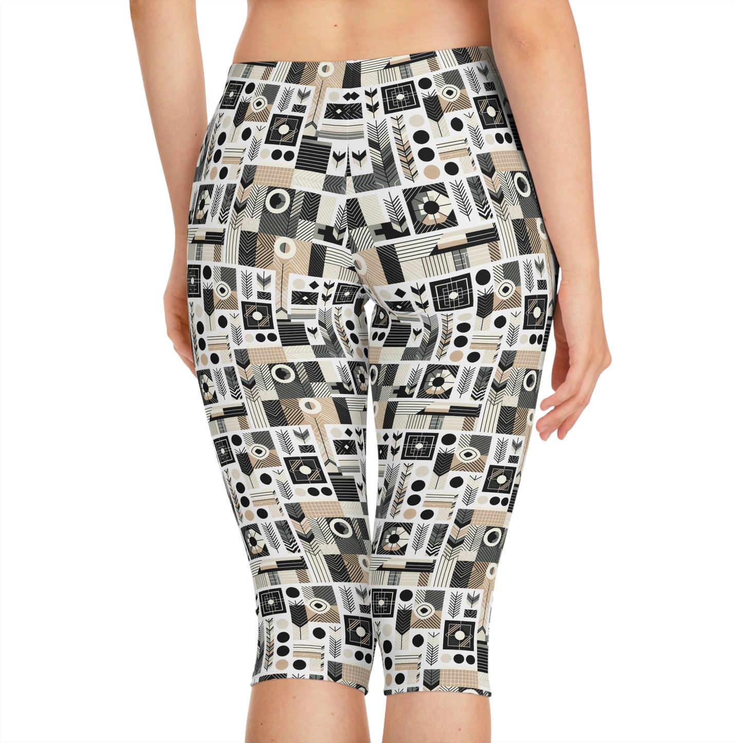 Elevated Athleisure Modern Sophistication With Sporty Elements Women's Capri Leggings - 8404 Design-57