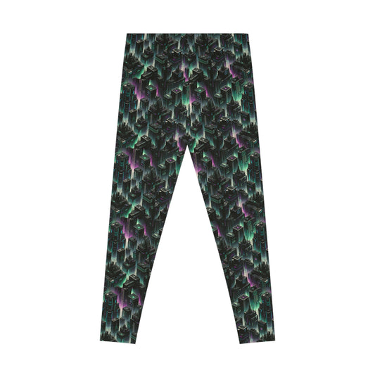 Tech Noir Aesthetics Tech-Forward Urban Dystopia Stretch Leggings - 8404 Design-44