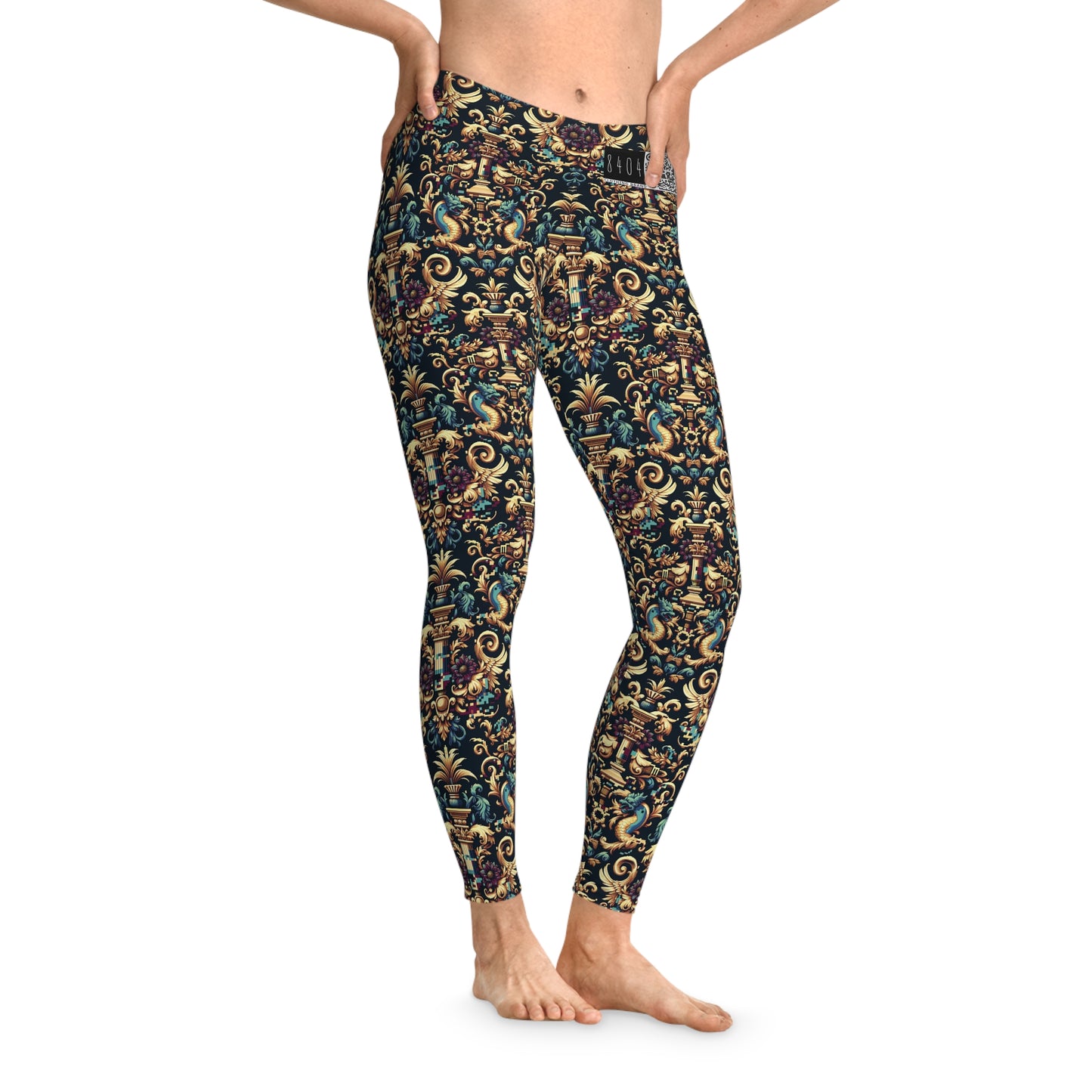 Digital Renaissance Modern Baroque Fusion Stretch Leggings - 8404 Design-57