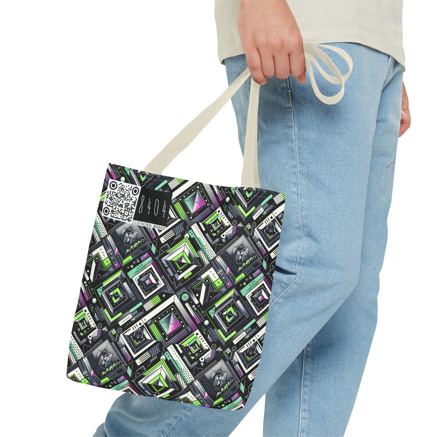 Retro Futurism Graphics Tech-Forward Streetwear Tote Bag - 8404 Design-48