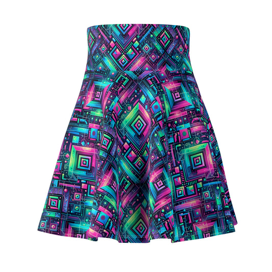 Tech-Infused Graphics Tech-Forward Streetwear Women's Skater Skirt - 8404 Design-52
