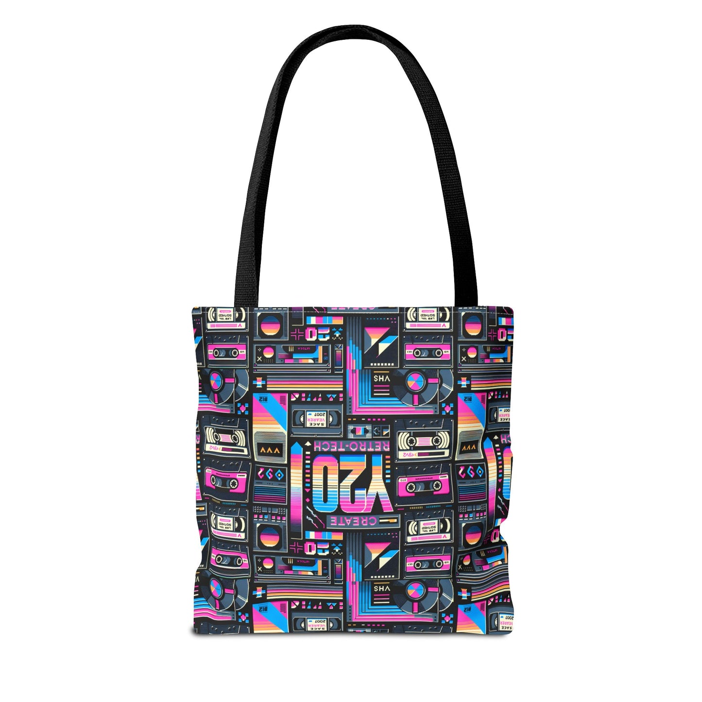 Digital Nostalgia Tech-Inspired Retro Fusion Tote Bag - 8404 Design-65