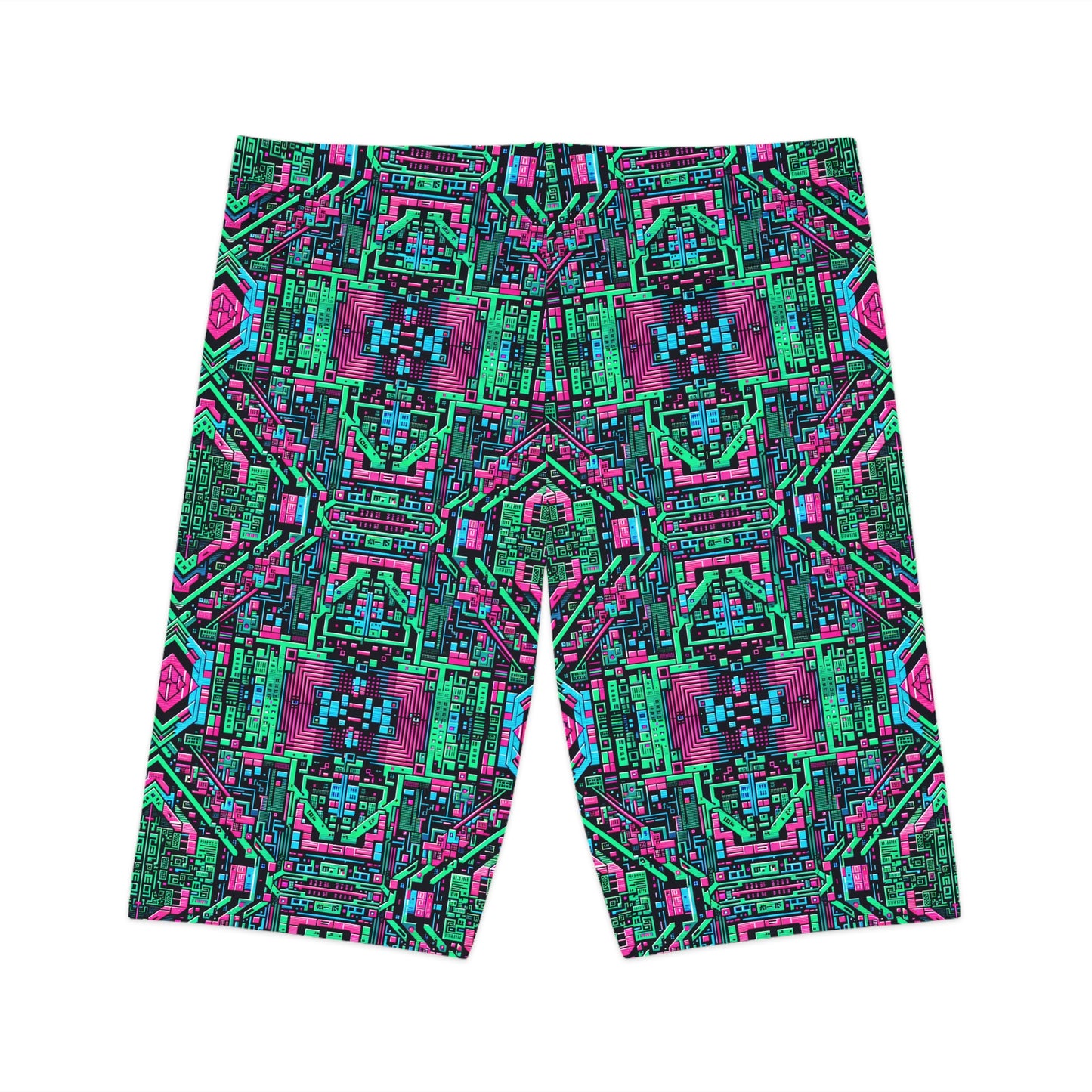 Digital Glitch Vibes Tech-Inspired Streetwear Women's Bike Shorts - 8404 Design-71