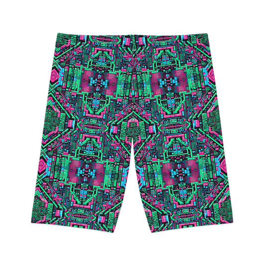 Digital Glitch Vibes Tech-Inspired Streetwear Women's Bike Shorts - 8404 Design-71