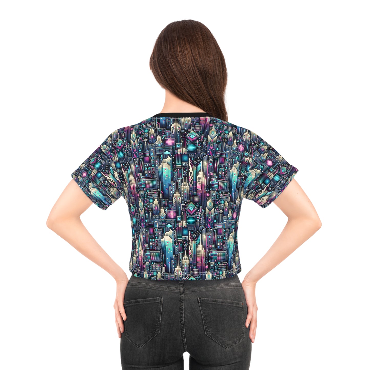 Digital Renaissance Tech-Forward Maximalism Crop Tee - 8404 Design-56
