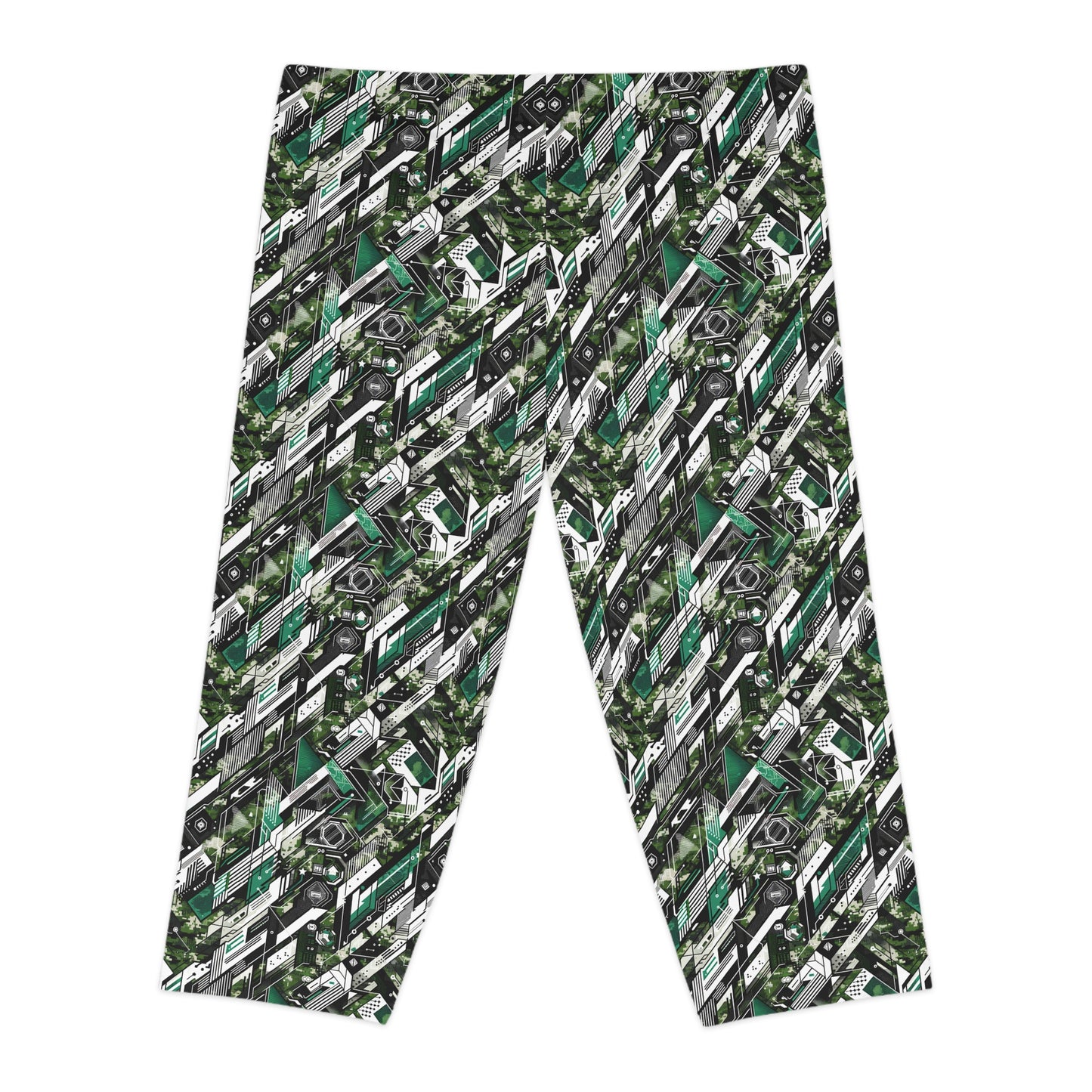 Tech Camo Fusion Tech-Forward Streetwear With a Futuristic Edge Women's Capri Leggings - 8404 Design-63