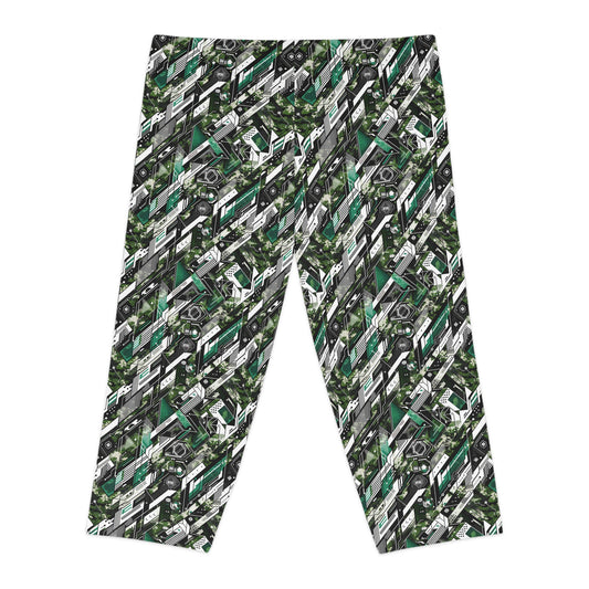 Tech Camo Fusion Tech-Forward Streetwear With a Futuristic Edge Women's Capri Leggings - 8404 Design-63