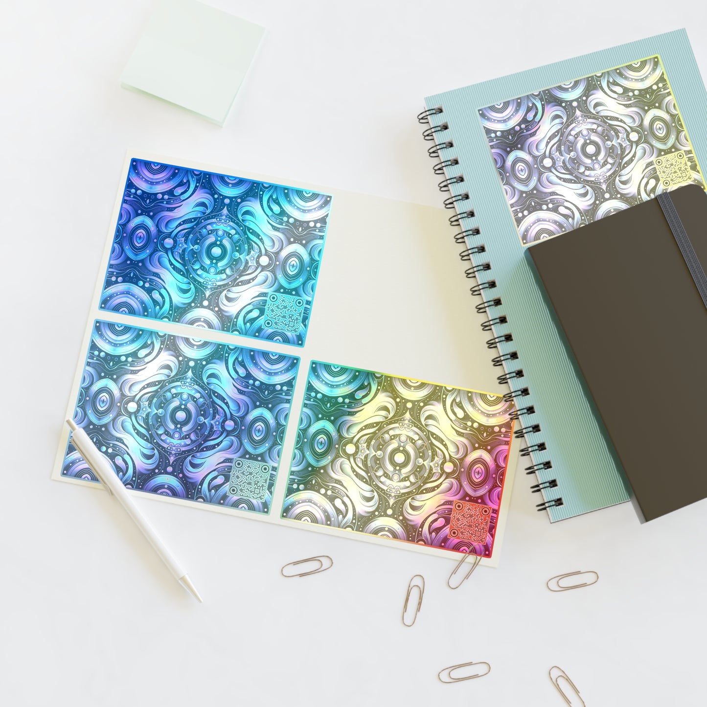 Iridescent Tech Fusion Tech-Forward Streetwear Sticker Sheets - 8404 Design-62