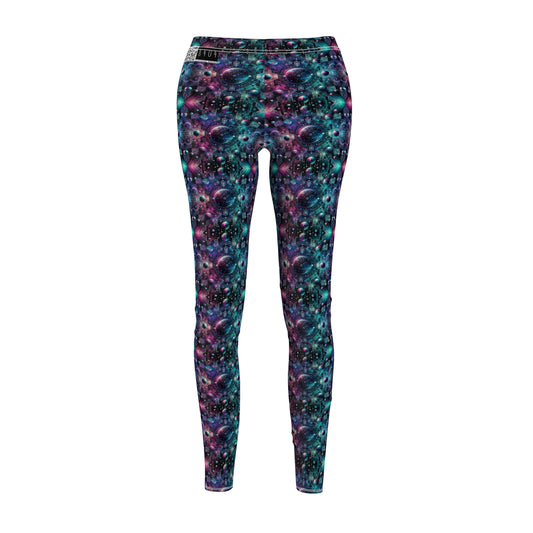 Galactic Hues Tech-Forward Cosmic Fusion Women's Cut & Sew Casual Leggings - 8404 Design-59