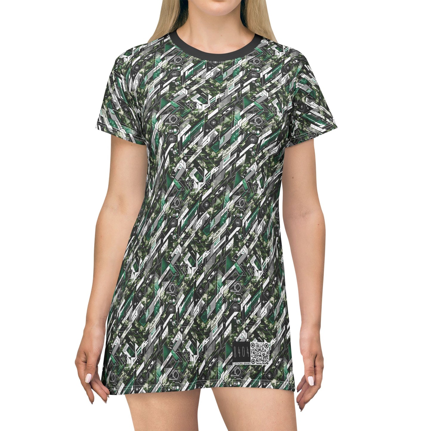 Tech Camo Fusion Tech-Forward Streetwear With a Futuristic Edge T-Shirt Dress - 8404 Design-63