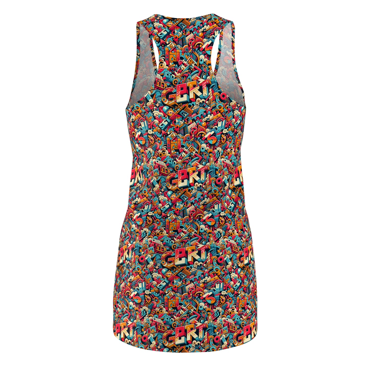 Neo-Traditional Street Art Modern Street Art Fusion Women's Cut & Sew Racerback Dress - 8404 Design-58