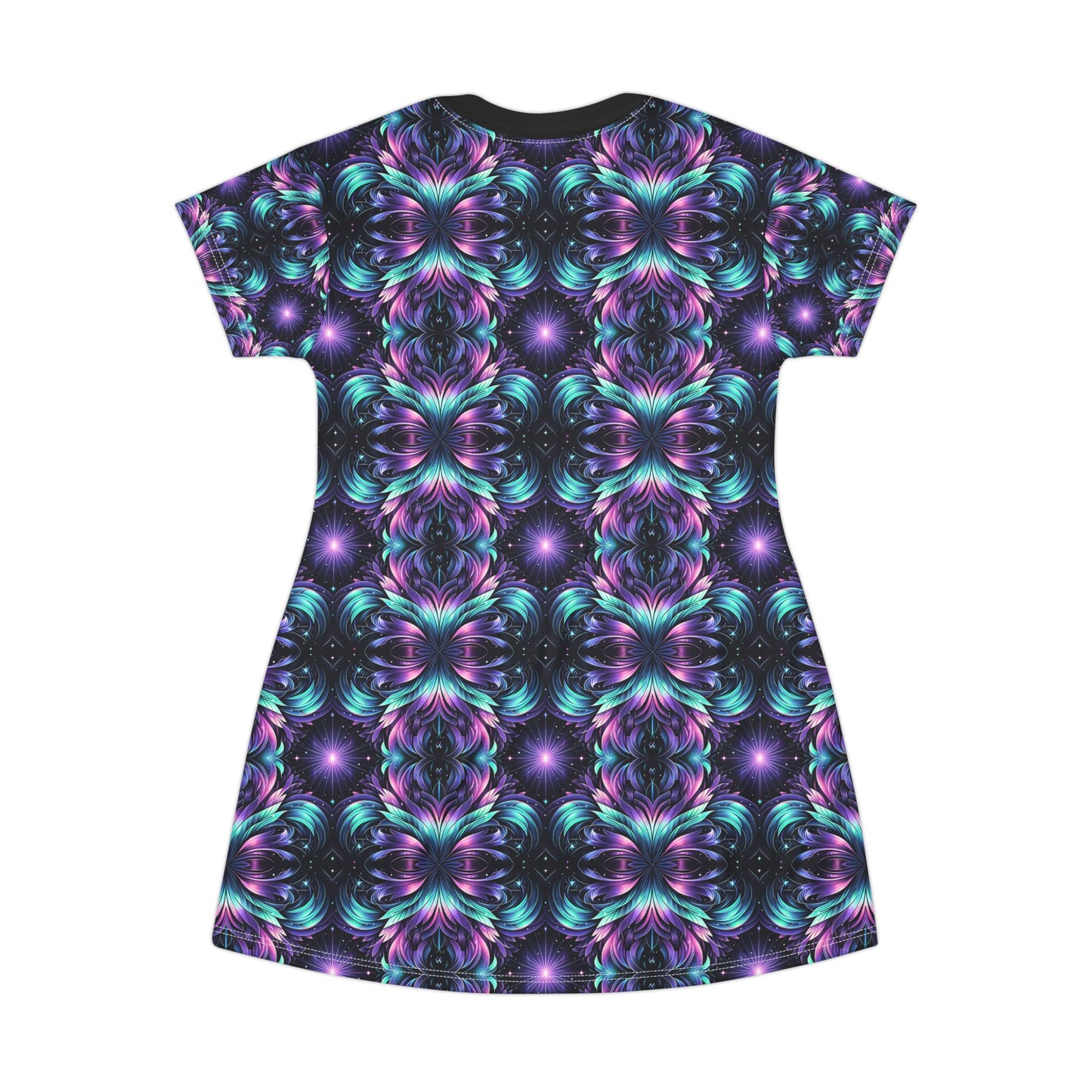 Iridescent Dream Futuristic Tech T-Shirt Dress - 8404 Design-60