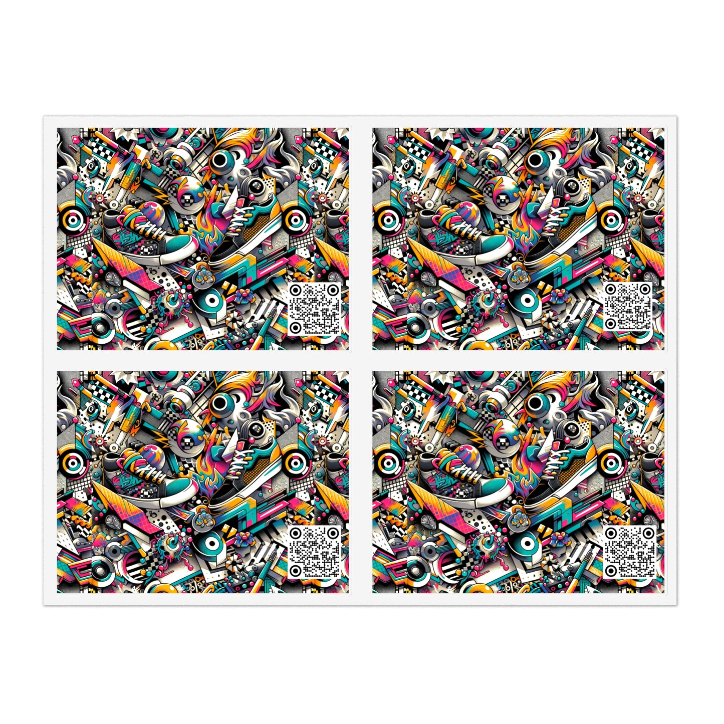 Urban Graffiti Fusion Eclectic Street Art Meets Modern Tech Culture Sticker Sheets - 8404 Design-55