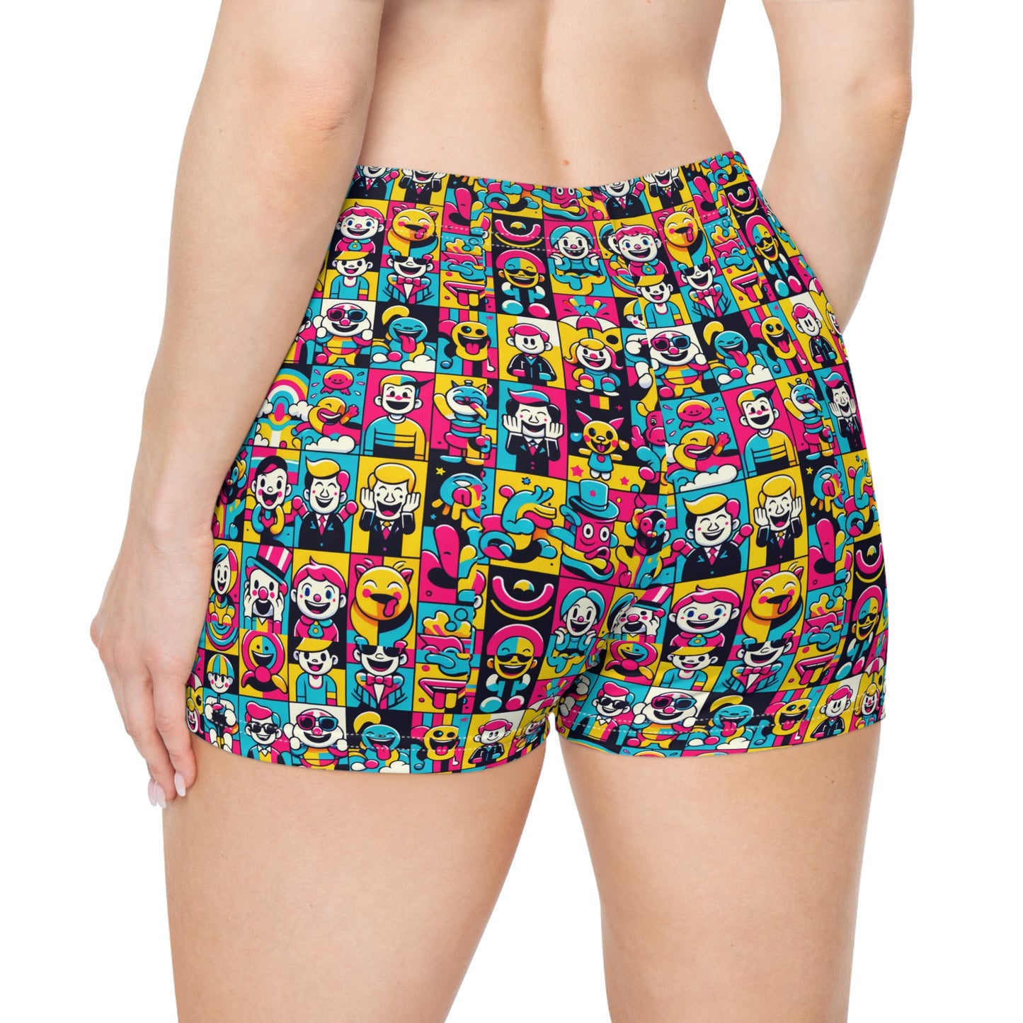 Neon Pop Playful Pop Culture Mashup Women's Shorts - 8404 Design-60