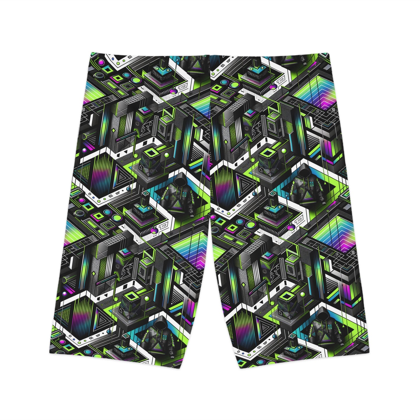 Retro Futurism Graphics Tech-Forward Streetwear Women's Bike Shorts - 8404 Design-52