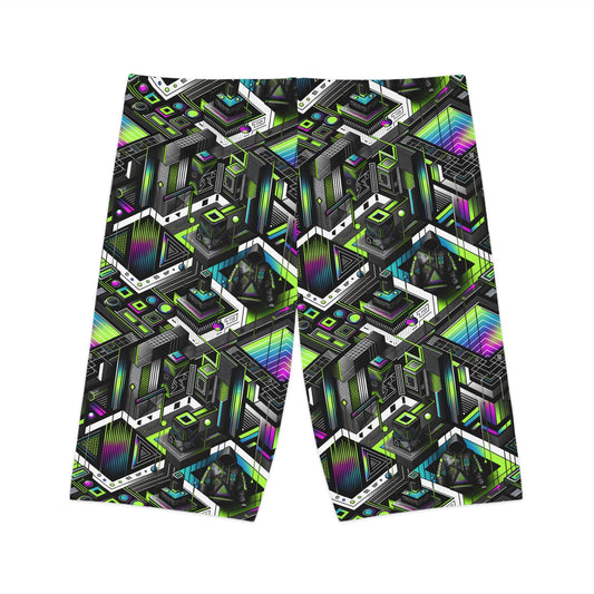 Retro Futurism Graphics Tech-Forward Streetwear Women's Bike Shorts - 8404 Design-52