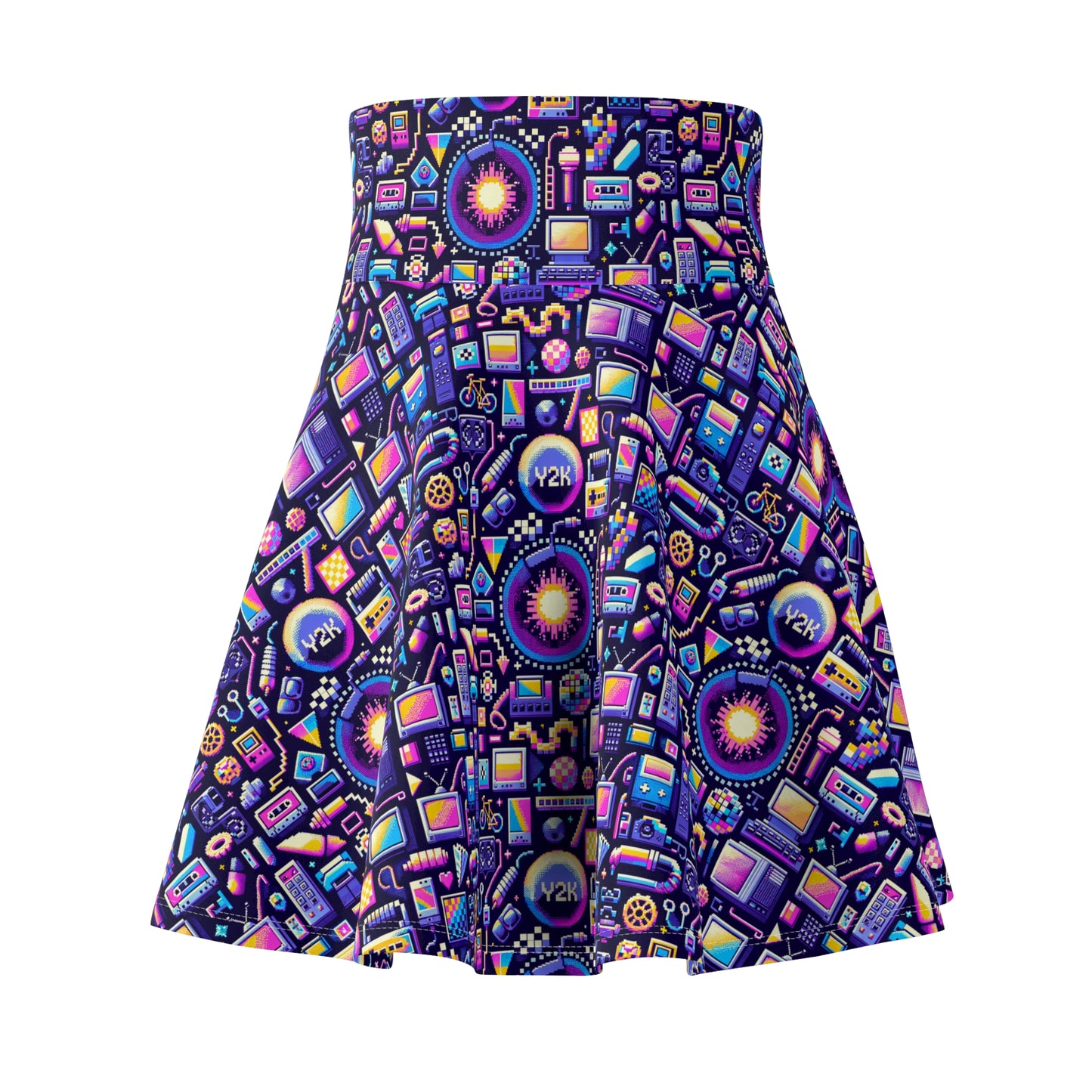 Digital Nostalgia Modern Retro Fusion Women's Skater Skirt - 8404 Design-64