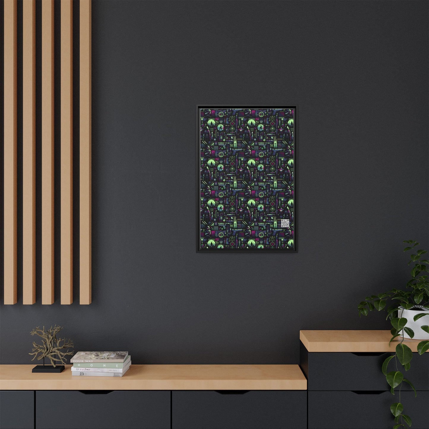 Tech Noir Futuristic Cyberpunk Matte Canvas, Framed (multi-Color) - 8404 Design-63 A