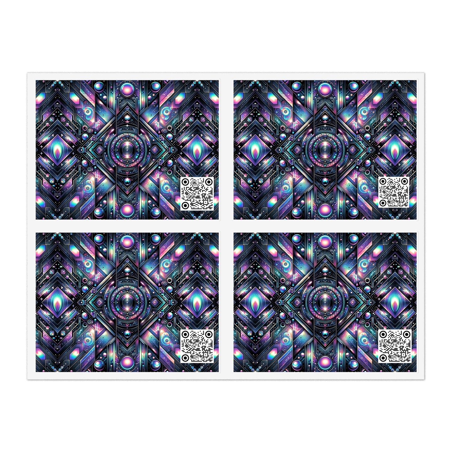 Galactic Hues Tech-Forward Cosmic Fusion Sticker Sheets - 8404 Design-58