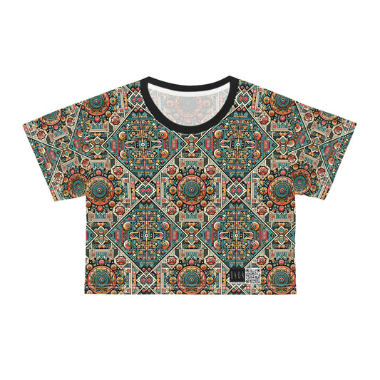 Cultural Fusion Tech Blend of Cultural Heritage With Tech-Inspired Elements Crop Tee - 8404 Design-74
