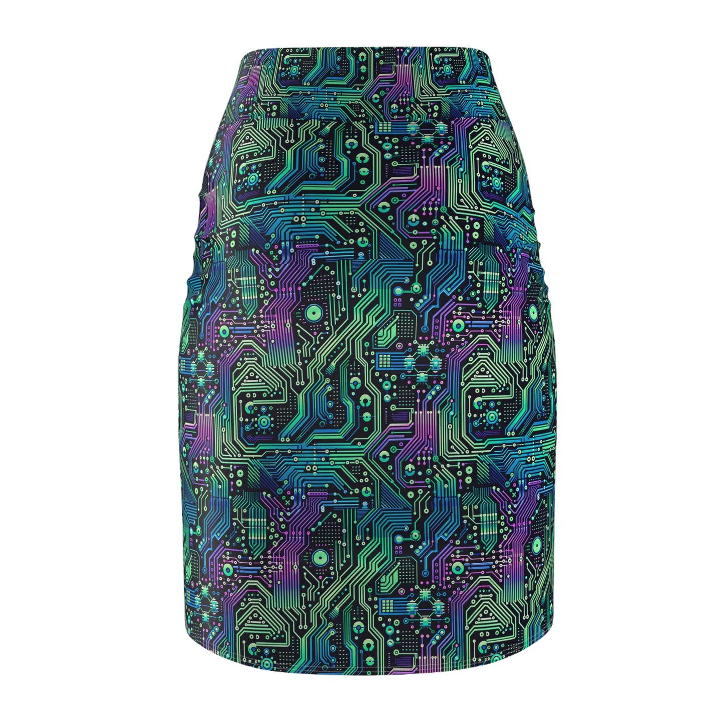 Tech-Infused Neon Tech-Forward Streetwear Women's Pencil Skirt - 8404 Design-66
