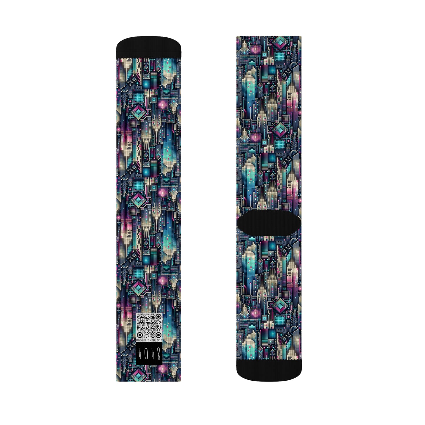 Digital Renaissance Tech-Forward Maximalism Sublimation Socks - 8404 Design-56