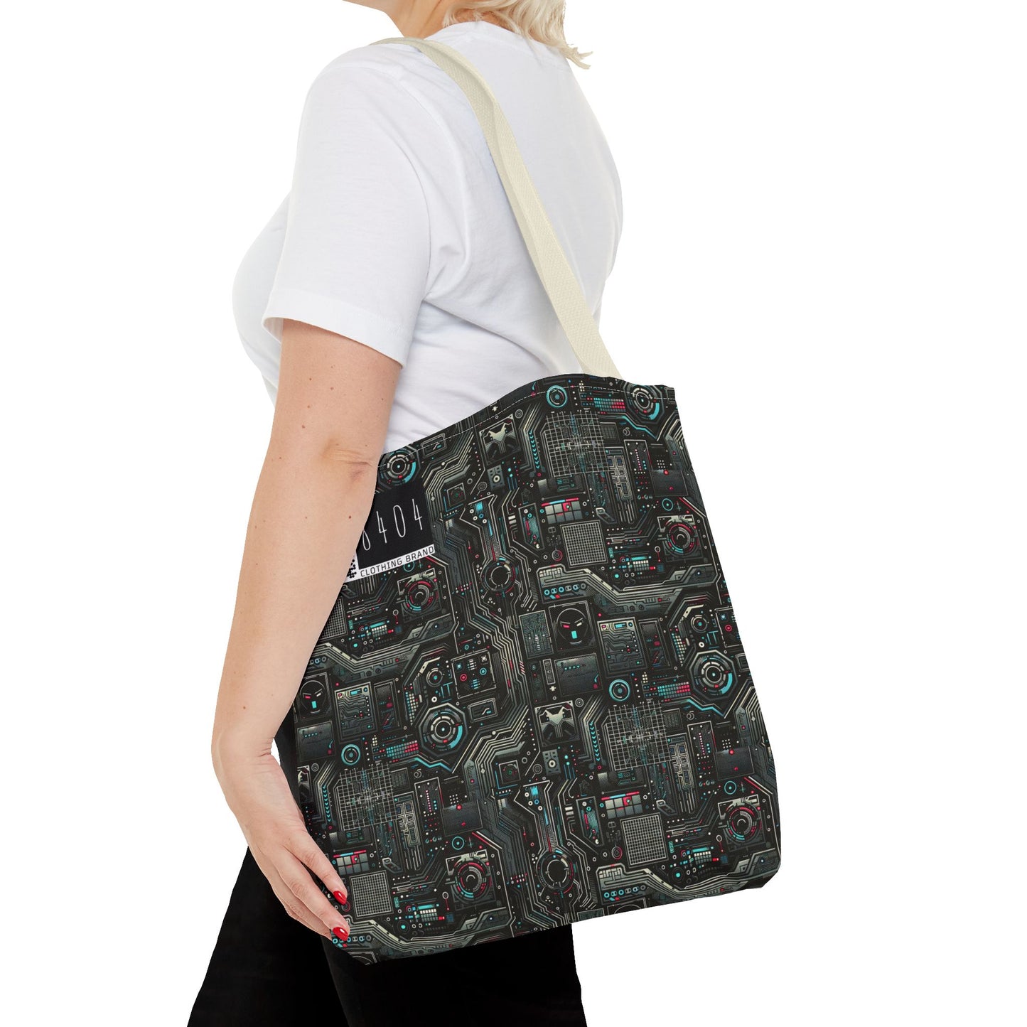 Tech Noir Aesthetics Sleek Tech Streetwear Tote Bag - 8404 Design-52