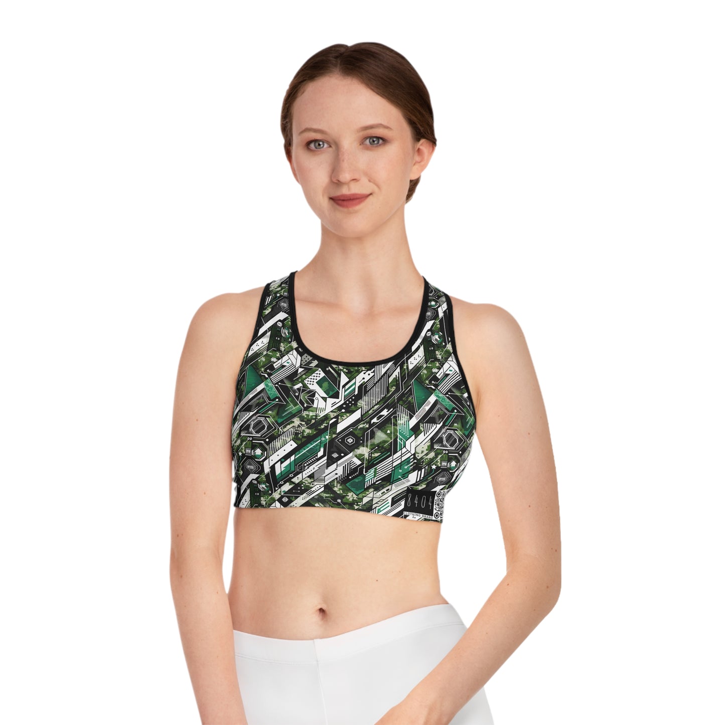 Tech Camo Fusion Tech-Forward Streetwear With a Futuristic Edge Sports Bra - 8404 Design-63