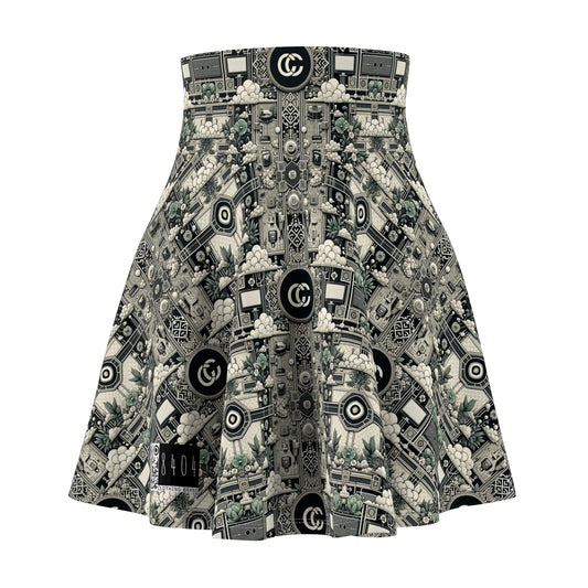 Cyber Garden Party Tech Garden Extravaganza Women's Skater Skirt - 8404 Design-54