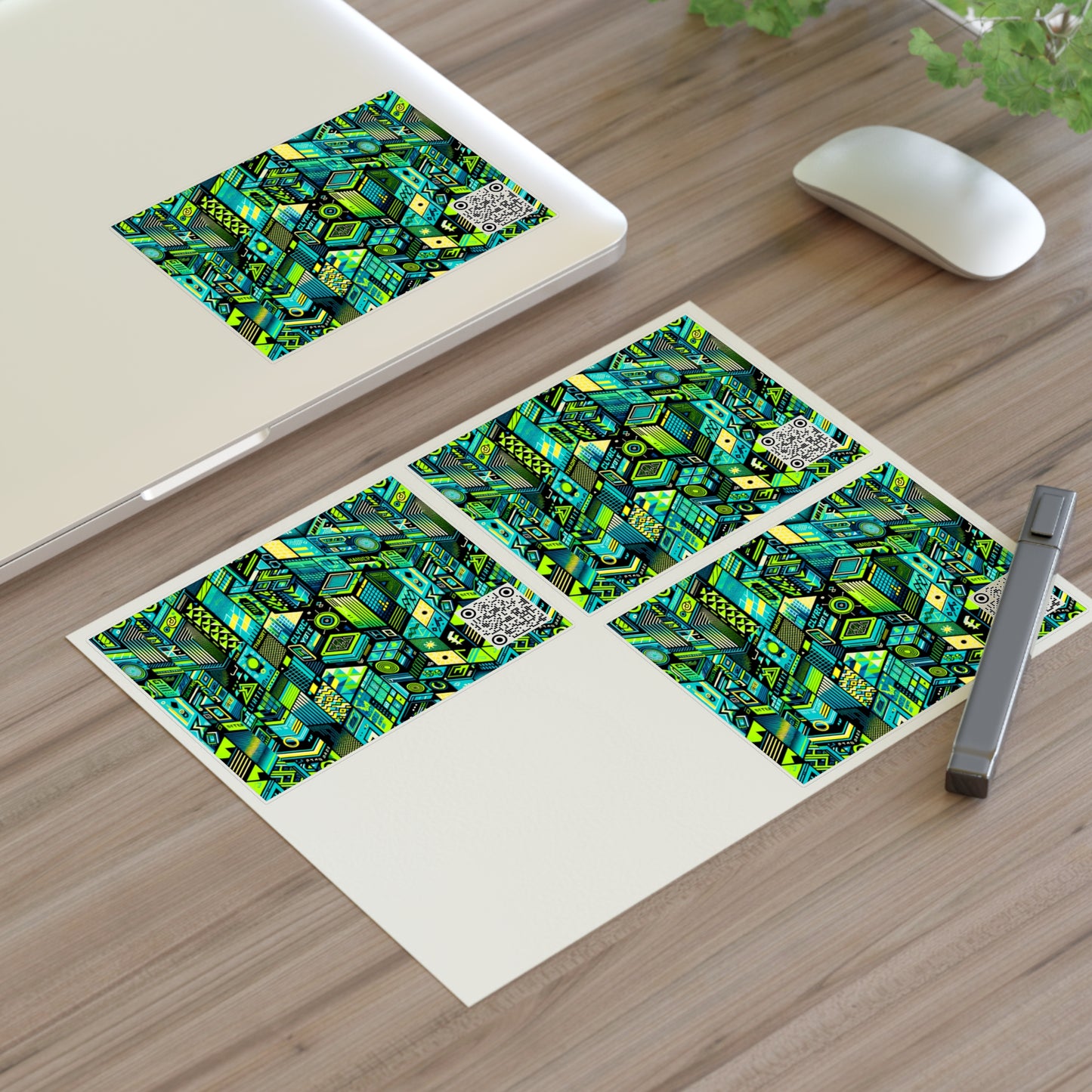 Tech-Infused Neon Tech-Forward Streetwear Sticker Sheets - 8404 Design-61