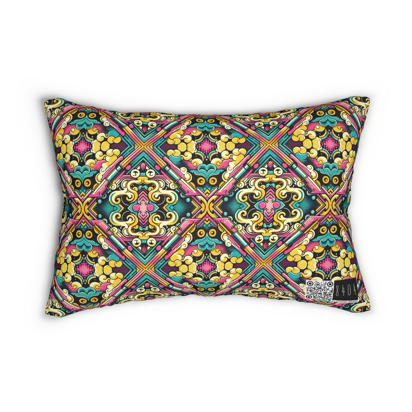 Neon Pop Art Revival Pop Culture Retro Spun Polyester Lumbar Pillow - 8404 Design-59 B
