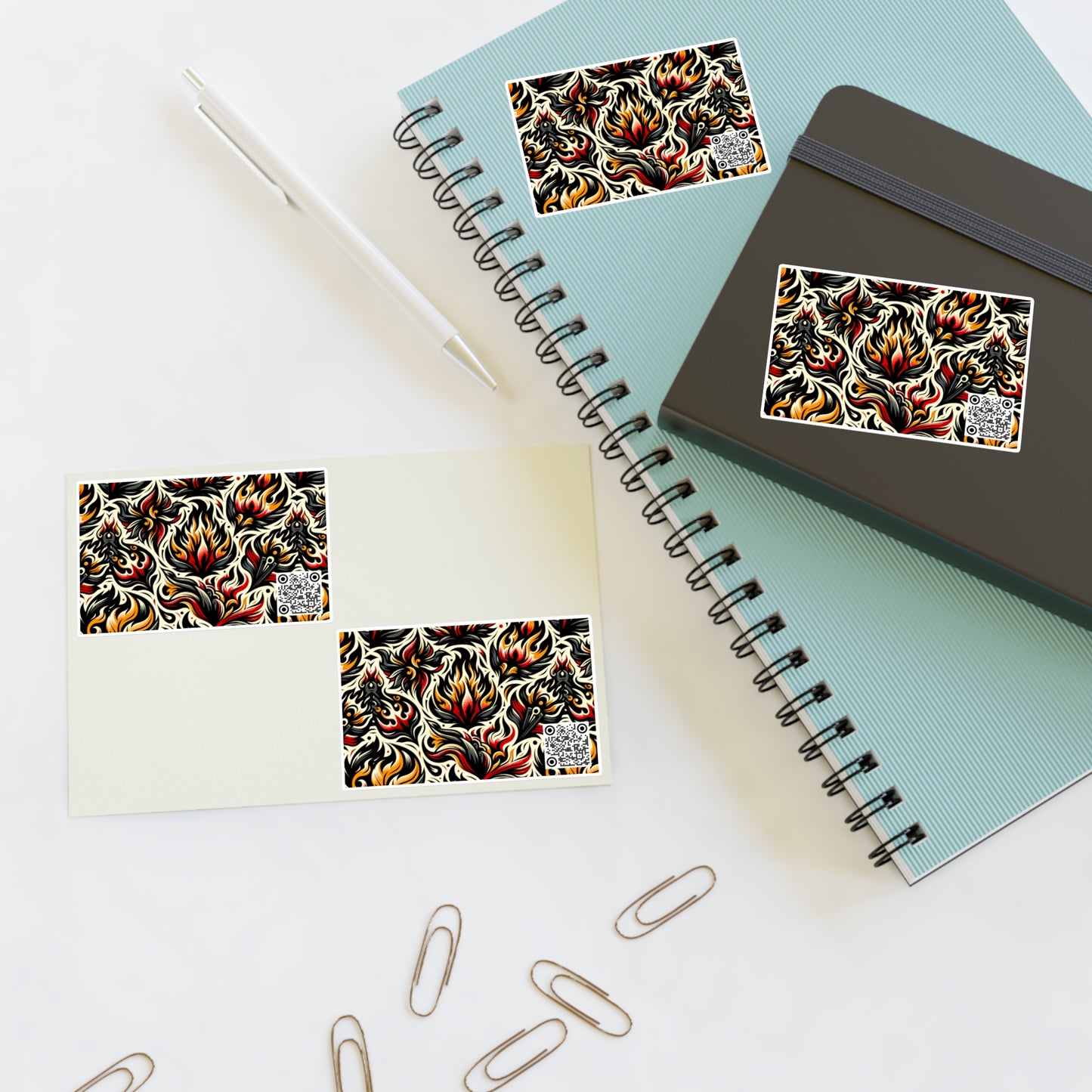 Fire & Flames Bold Streetwear Statement Sticker Sheets - 8404 Design-57