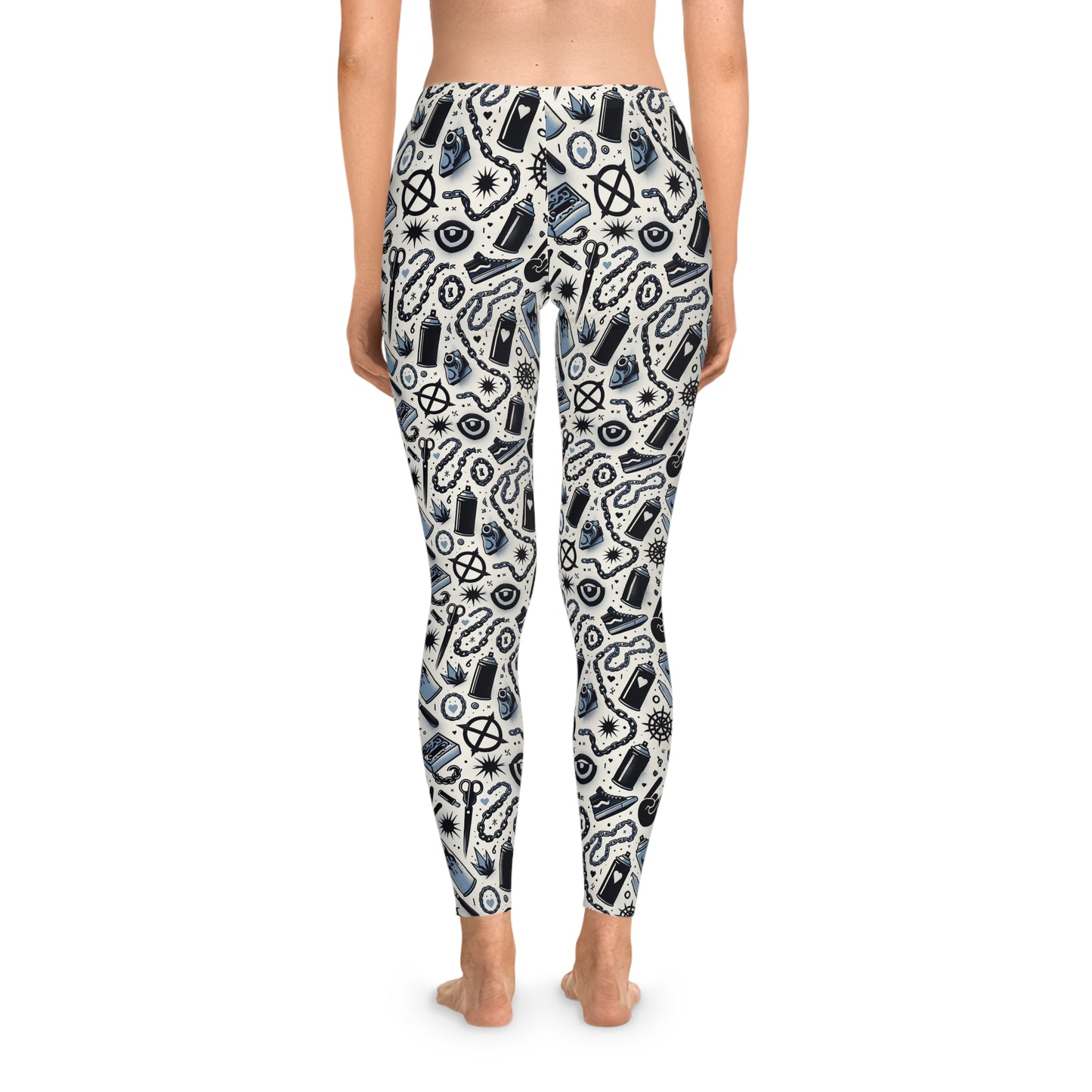 Cultural Rebellion Graphics Edgy and Rebellious With a Hint of Nostalgia Stretch Leggings - 8404 Design-57