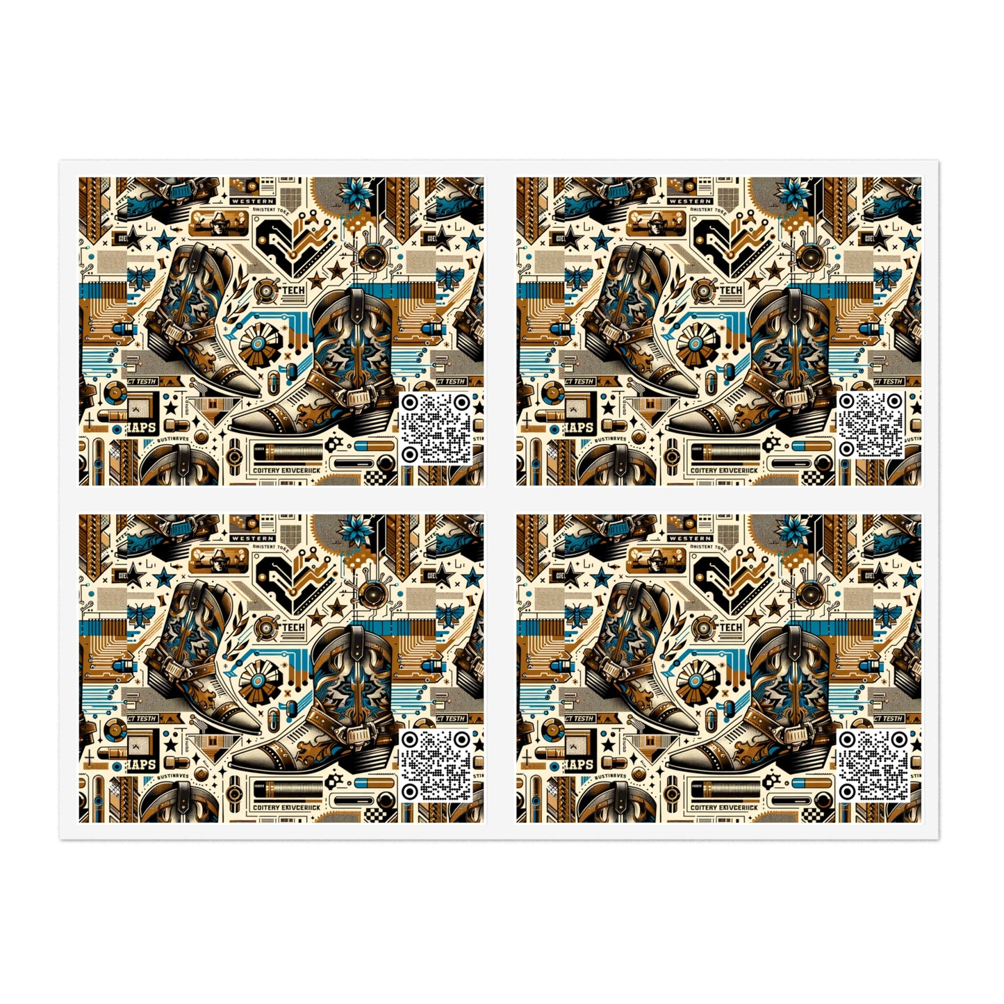 Digital Cowboy Chic Tech-Infused Western Fusion Sticker Sheets - 8404 Design-45