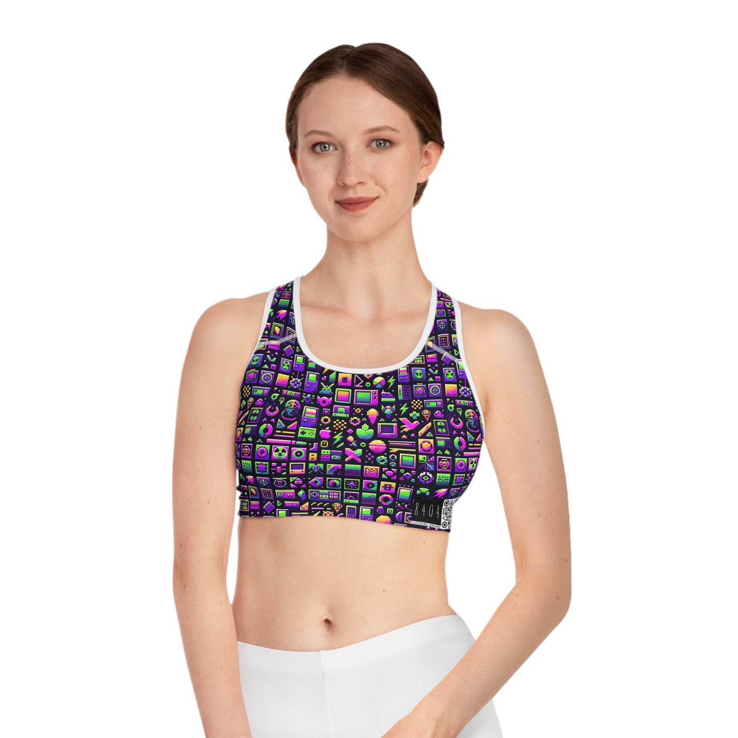 Digital Nostalgia Remix Modern Vintage Fusion Sports Bra - 8404 Design-49