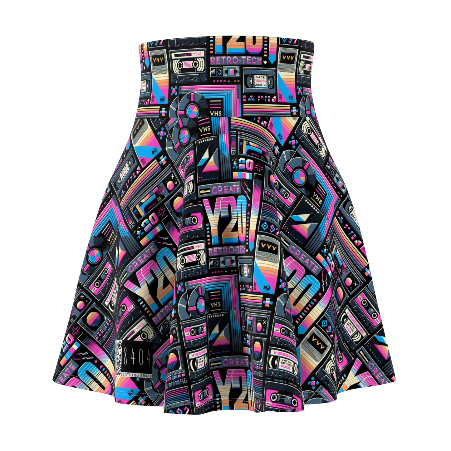 Digital Nostalgia Tech-Inspired Retro Fusion Women's Skater Skirt - 8404 Design-65
